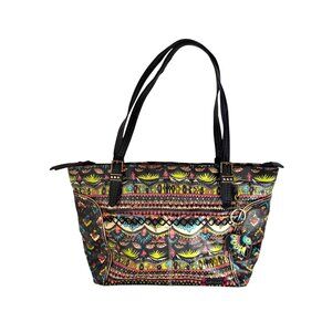 Sakroots Women's Metro Tote Bag Canvas Multicolor Elephant Charm Artist Circle